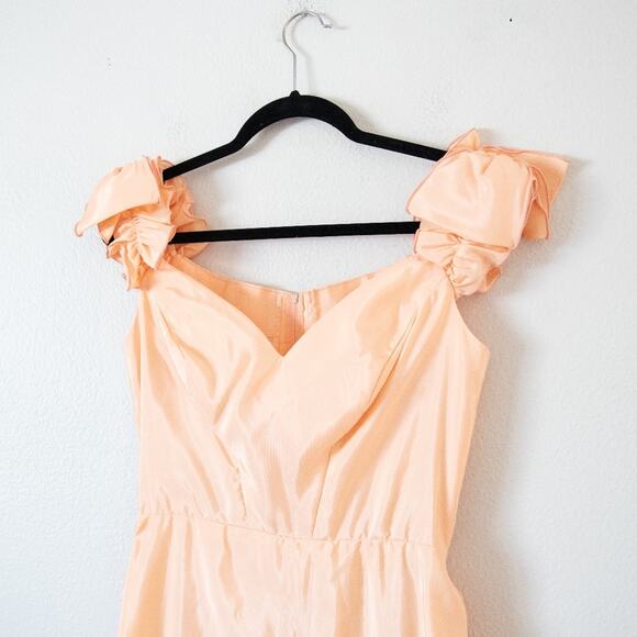 Vintage Priscilla of Boston Ruffle Shoulder Peach 60s Prom Dress Gown - Picture 2 of 5